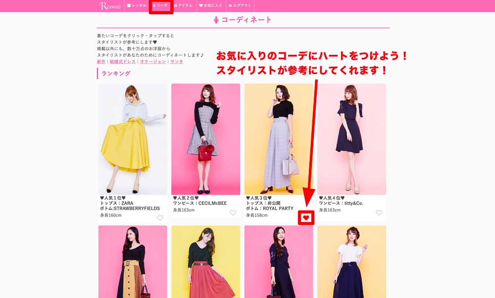 Rcawaii自分の好みのファッションをスタイリストに伝える